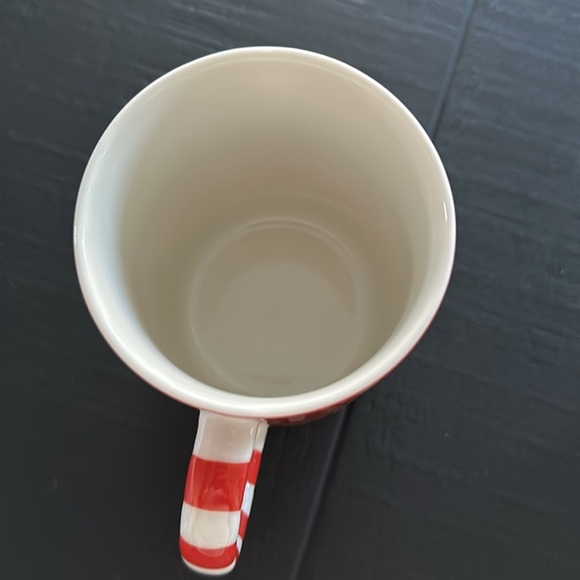 Like new Starbucks holiday ceramic mug, red with striped handle - Picture 5 of 6
